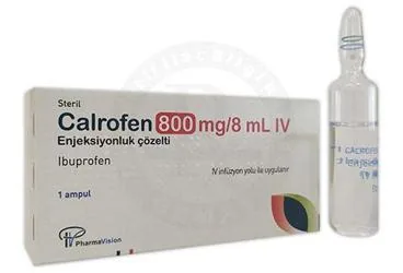 Ibuprofen içeren çözelti: CALROFEN 800 MG/ 8 ML ENJ. COZELTI ICEREN 1 AMPUL kutu fotoğrafı. Üretici: PHARMAVİSİON SAN. VE TİC. A.Ş.