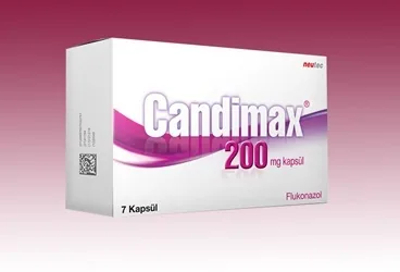 CANDIMAX 200 MG 7 KAPSUL kutusu, kapsül formunda flukonazol içerir. Üretici: NEUTEC İLAÇ SANAYİ TİCARET ANONİM ŞİRKETİ.