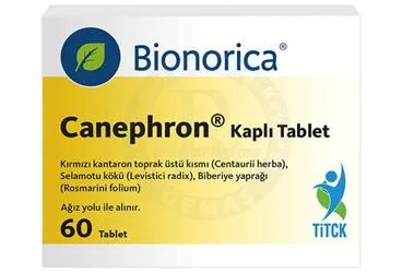 CANEPHRON KAPLI TABLET (60 TABLET) (kırmızı kantoron, selam otu kökü, biberiye yaprağı) kutusu, tablet. Üretici: BİONORİCA İLAÇ TİCARET A.Ş.