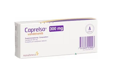 Caprelsa 300 mg Film Kaplı Tablet (30 adet) (vandetanib) ambalajı, film kaplı tablet. Üretici: SANOFİ SAĞLIK ÜRÜNLERİ LTD. ŞTİ.