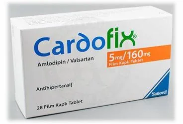 CARDOFIX 5 MG/160 MG 28 FILM KAPLI TABLET (amlodipin + valsartan) kutu fotoğrafı, film kaplı tablet. Üretici: SANOVEL İLAÇ SANAYİ VE TİCARET ANONİM ŞİRKETİ.