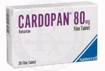 Valsartan içeren film kaplı tablet: CARDOPAN 80 MG FILM KAPLI TABLET (28 TABLET) ambalajı. Üretici: SANOVEL İLAÇ SANAYİ VE TİCARET ANONİM ŞİRKETİ.