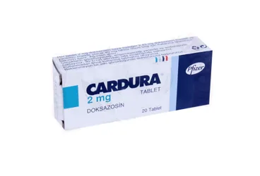 CARDURA 2 MG 20 TABLET ambalajı. Doksazosin mesilat içeren tablet. Üretici: VİATRİS İLAÇLARI LİMİTED ŞİRKETİ.