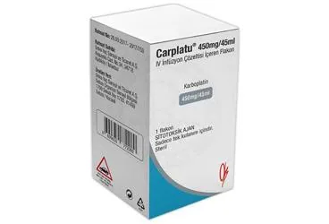 CARPLATU 450 MG/45 ML INFUZYON COZELTISI ICEREN FLAKON kutu fotoğrafı. Karboplatin içeren çözelti. Üretici: ONKO İLAÇ SANAYİ VE TİCARET ANONİM ŞİRKETİ.
