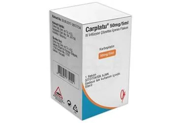 CARPLATU 50 MG/5 ML I.V. INFUZYON COZELTISI ICEREN FLAKON ürün ambalajı. Karboplatin içeren çözelti. Üretici: ONKO İLAÇ SANAYİ VE TİCARET ANONİM ŞİRKETİ.