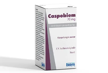 CASPOBIEM 70 MG I.V INFUZYON ICIN LIYOFILIZE TOZ 1 FLAKON (kaspofungin asetat) kutu fotoğrafı, flakon. Üretici: BİEM İLAÇ SAN. VE TİC. A.Ş.