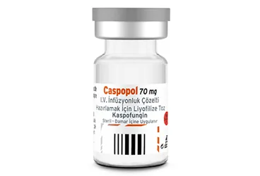CASPOPOL 70 MG IV INFUZYONLUK COZELTI HAZIRLAMAK ICIN LIYOFILIZE TOZ (kaspofungin asetat) ambalajı, çözelti. Üretici: POLİFARMA İLAÇ SAN. VE TİC. A.Ş.