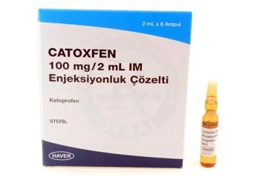 CATOXFEN 100 MG / 2 ML IM ENJEKSIYONLUK COZELTI 6 AMPUL kutu fotoğrafı. Ketoprofen içeren çözelti. Üretici: HAVER TRAKYA İLAÇ SANAYİ VE TİCARET ANONİM ŞİRKETİ.