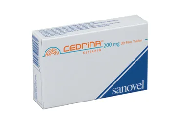 CEDRINA 200 MG 60 FİLM TABLET kutu fotoğrafı, film kaplı tablet formunda ketiapin içerir. Üretici: SANOVEL İLAÇ SANAYİ VE TİCARET ANONİM ŞİRKETİ.