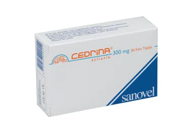 CEDRINA 300 MG 60 FİLM TABLET kutu fotoğrafı, film kaplı tablet formunda ketiapin içerir. Üretici: SANOVEL İLAÇ SANAYİ VE TİCARET ANONİM ŞİRKETİ.