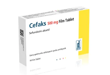 CEFAKS 500 MG 10 FILM TABLET (sefuroksim) kutu fotoğrafı, film kaplı tablet. Üretici: DEVA HOLDİNG ANONİM ŞİRKETİ.