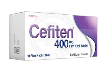 CEFITEN 400 MG 10 FILM TABLET (sefditoren pivoksil) ürün ambalajı, film kaplı tablet. Üretici: NEUTEC İLAÇ SANAYİ TİCARET ANONİM ŞİRKETİ.