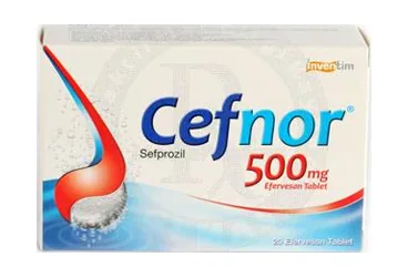 CEFNOR 500 MG 20 EFERVESAN TABLET (sefprozil) kutusu, efervesan tablet. Üretici: NEUTEC İLAÇ SANAYİ TİCARET ANONİM ŞİRKETİ.