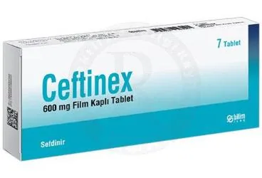 CEFTINEX 600 MG FILM TABLET (7 TABLET) kutu fotoğrafı. Sefdinir içeren film kaplı tablet. Üretici: BİLİM İLAÇ SANAYİİ VE TİCARET A.Ş.
