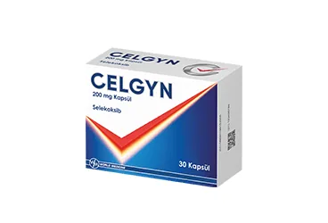 Selekoksib içeren kapsül: CELGYN 200 MG 30 KAPSUL kutusu. Üretici: WORLD MEDICINE İLAÇ SAN. VE TİC. A.Ş.