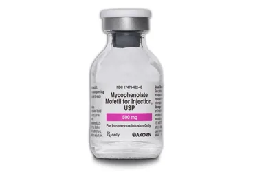 Mikofenolat mofetil içeren çözelti: CELLCEPT 500 MG IV İNFÜZYONLUK ÇÖZELTİ İÇİN TOZ, 4 ADET ambalajı. Üretici: ROCHE MÜSTAHZARLARI SAN.A.Ş.