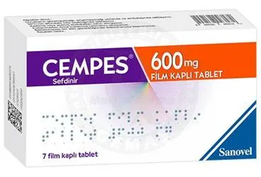 CEMPES 600 MG FILM KAPLI TABLET (7 TABLET) kutu fotoğrafı. Sefdinir içeren film kaplı tablet. Üretici: SANOVEL İLAÇ SANAYİ VE TİCARET ANONİM ŞİRKETİ.