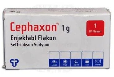 CEPHAXON 1 G IV ENJEKSIYONLUK COZELTI HAZIRLAMAK ICIN TOZ VE COZUCU (seftriakson) kutusu, çözelti. Üretici: TOPRAK İLAÇ VE KİMYEVİ MADDELER SANAYİ VE TİCARET A.Ş.