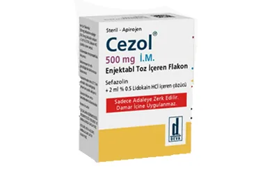 CEZOL 500 MG IM ENJEKSIYONLUK TOZ ICEREN 1 FLAKON (sefazolin sodyum) kutu fotoğrafı, flakon. Üretici: DEVA HOLDİNG ANONİM ŞİRKETİ.