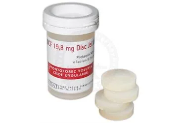 Pilokarpin hcl -oftalmik içeren jel: CF 19,8 MG DISC JEL kutu fotoğrafı. Üretici: UTSAT SAĞLIK TEKNOLOJİLERİ SANAYİ TİCARET LİMİTED ŞİRKETİ.