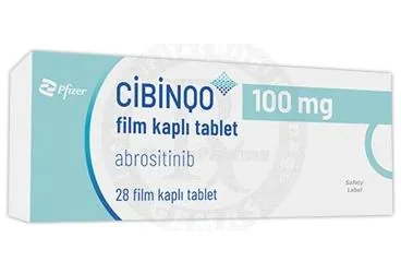 CIBINQO 100 MG FILM KAPLI TABLET (28 TABLET) (abrositinib) kutusu, film kaplı tablet. Üretici: PFİZER PFE İLAÇLARI ANONİM ŞİRKETİ.