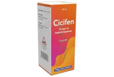 CICIFEN 100 MG/5 ML PEDIATRIK SUSPANSIYON (100 ML) ürün ambalajı. Ibuprofen içeren süspansiyon. Üretici: WORLD MEDICINE İLAÇ SAN. VE TİC. A.Ş.