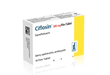 CIFLOSIN 500 MG 10 FILM TABLET (siprofloksasin) kutu fotoğrafı, film kaplı tablet. Üretici: DEVA HOLDİNG ANONİM ŞİRKETİ.