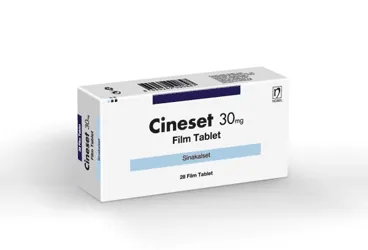 CINESET 30 MG 28 FILM TABLET ürün ambalajı, film kaplı tablet formunda sinakalset içerir. Üretici: NOBEL İLAÇ SAN. VE TİC. A.Ş.