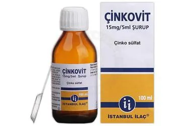 CINKOVIT 15 MG/5 ML 100 ML SURUP ambalajı. Çinko sülfat içeren şurup. Üretici: İSTANBUL İLAÇ SANAYİ VE TİCARET ANONİM ŞİRKETİ.