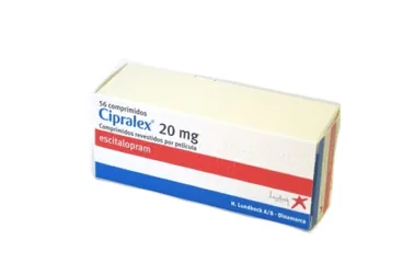 Essitalopram içeren film kaplı tablet: CIPRALEX 20 MG 56 FILM TABLET kutusu. Üretici: LUNDBECK İLAÇ TİC. LTD. ŞTİ.
