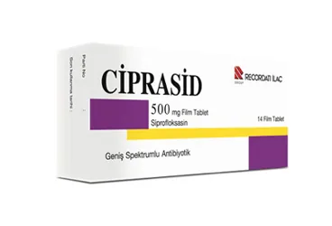CIPRASID 500 MG 14 FİLM TABLET ambalajı, film kaplı tablet formunda siprofloksasin içerir. Üretici: RECORDATİ İLAÇ SANAYİ VE TİCARET ANONİM ŞİRKETİ.