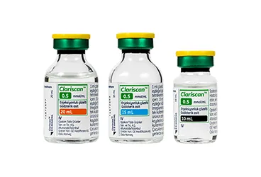 CLARISCAN 0.5 MMOL/ML ENJEKSIYONLUK COZELTI (1X10 ML FLAKON) kutu fotoğrafı, çözelti formunda meglumin gadoterat içerir. Üretici: OPAKİM TIBBİ ÜRÜNLER SANAYİ VE TİCARET A.Ş.