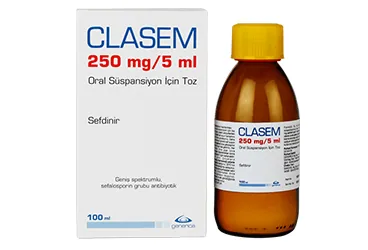 CLASEM 250 MG/5ML 100 ML ORAL SUSPANSIYON ICIN TOZ (sefdinir) ürün ambalajı, oral süspansiyon. Üretici: GENVEON İLAÇ SANAYİ VE TİCARET ANONİM ŞİRKETİ.