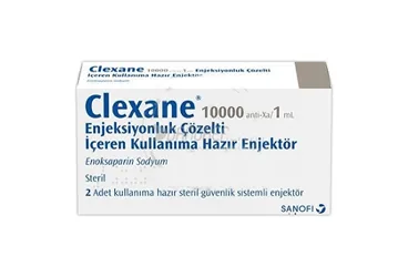 CLEXANE 10000 ANTİ-XA IU/1 ML KULL.HAZIR ENJEKTÖR kutu fotoğrafı. Enoksaparin sodyum içeren enjeksiyonluk ürün. Üretici: SANOFİ SAĞLIK ÜRÜNLERİ LTD. ŞTİ.