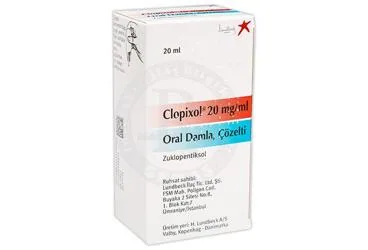 Zuklopentiksol içeren damla: CLOPIXOL 20 MG 20 ML DAMLA kutusu. Üretici: LUNDBECK İLAÇ TİC. LTD. ŞTİ.
