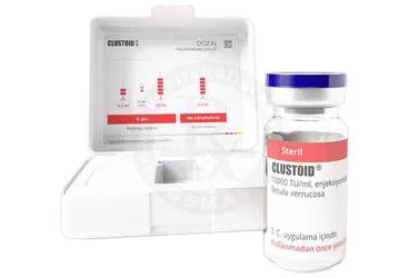 CLUSTOID 10000 TU/ML ENJEKSIYONLUK SUSPANSIYON (BETULA) kutu fotoğrafı. Allerjen ekstratı içeren süspansiyon. Üretici: ROXALL MEDİCİNE İLAÇ İTHALAT İHRACAT SANAYİ VE TİCARET LİMİTED ŞİRKETİ.