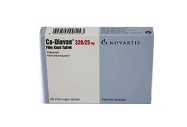 CO-DIOVAN 320/25 MG 28 FILM TABLET kutusu, film kaplı tablet formunda valsartan + hidroklorotiyazid içerir. Üretici: NOVARTİS SAĞLIK GIDA VE TARIM ÜRÜNLERİ SANAYİ VE TİCARET ANONİM ŞİRKETİ.