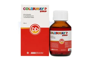 COLDAWAY PLUS 100 MG/15 MG/1 MG/5 ML SURUP 100 ML kutu fotoğrafı. Psödoefedrin kombinasyon içeren şurup. Üretici: ABDİ İBRAHİM İLAÇ SANAYİ VE TİCARET A.Ş.