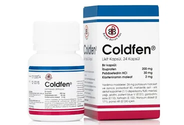 COLDFEN ZERO 200 MG / 2 MG FILM KAPLI TABLET (24 TABLET) kutu fotoğrafı. Ibuprofen + klorfeniramin içeren film kaplı tablet. Üretici: BERAT BERAN İLAÇ SAN. VE TİC. LTD. ŞTİ.