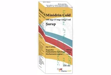 COLDINOM 100 MG+15 MG+1 MG/5 ML SURUP ürün ambalajı. Psödoefedrin kombinasyon içeren şurup. Üretici: PHARMA DOR İLAÇ SANAYİ VE TİCARET LİMİTED ŞİRKETİ.