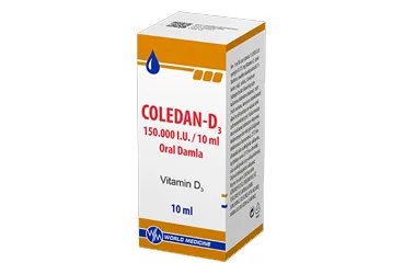 COLEDAN- D3 150.000 IU/ 10 ML ORAL DAMLA, COZELTI (1 SISE, 10 ML) ambalajı. Vitamin d3 içeren çözelti. Üretici: WORLD MEDICINE İLAÇ SAN. VE TİC. A.Ş.