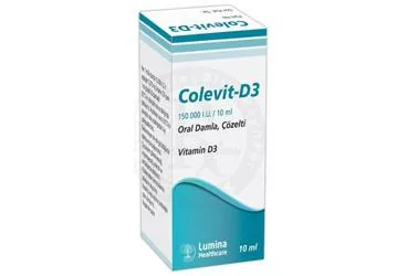 COLEVITD3 150.000 I.U./10 ML ORAL DAMLA, COZELTI (10 ML) (vitamin d3) kutu fotoğrafı, çözelti. Üretici: LUMİNA HEALTHCARE SAĞLIK İLAÇ SANAYİ VE TİCARET LİMİTED ŞİRKETİ.