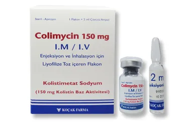 Kolistin içeren inhalasyon aerosolü: COLIMYCIN 4.500.000 IU IM/IV ENJ. VE INHALASYON ICIN LIYOFILIZE TOZ ICEREN FLAKON kutu fotoğrafı. Üretici: KOÇAK FARMA İLAÇ VE KİMYA SANAYİ A.Ş.