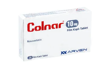 Rosuvastatin içeren film kaplı tablet: COLNAR 10 MG 28 FILM KAPLI TABLET kutu fotoğrafı. Üretici: SANOVEL İLAÇ SANAYİ VE TİCARET ANONİM ŞİRKETİ.