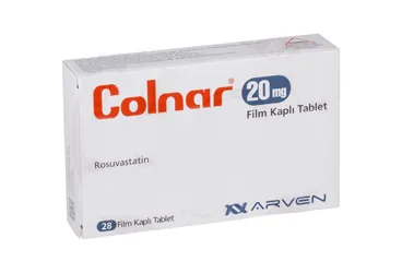 COLNAR 20 MG 28 FILM KAPLI TABLET kutu fotoğrafı, film kaplı tablet formunda rosuvastatin içerir. Üretici: SANOVEL İLAÇ SANAYİ VE TİCARET ANONİM ŞİRKETİ.