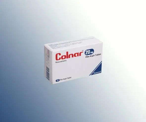 Rosuvastatin içeren film kaplı tablet: COLNAR 20 MG 90 FILM KAPLI TABLET ürün ambalajı. Üretici: SANOVEL İLAÇ SAN. VE TİC. A.Ş.