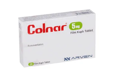 COLNAR 5 MG 28 FILM KAPLI TABLET kutu fotoğrafı, film kaplı tablet formunda rosuvastatin içerir. Üretici: SANOVEL İLAÇ SANAYİ VE TİCARET ANONİM ŞİRKETİ.