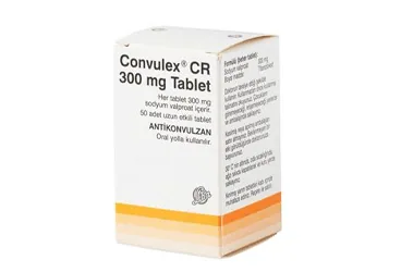CONVULEX CR 300 MG 50 TABLET kutu fotoğrafı. Valproik asit içeren tablet. Üretici: LİBA LABORATUARLARI A.Ş.