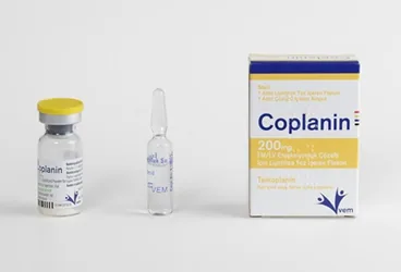 COPLANIN 200 MG IM/IV ENJ. COZ. ICIN LIYOFILIZE TOZ ICEREN 1 FLAKON (teikoplanin) ambalajı, flakon. Üretici: VEM İLAÇ SAN. VE TİC. ANONİM ŞİRKETİ.