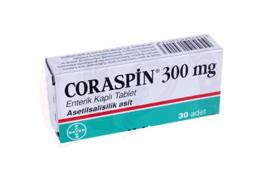 CORASPIN 300 MG 30 ENTERIK KAPLI TABLET (asetilsalisilik asit) kutu fotoğrafı, tablet. Üretici: BAYER TÜRK KİMYA SAN. LTD. ŞTİ.